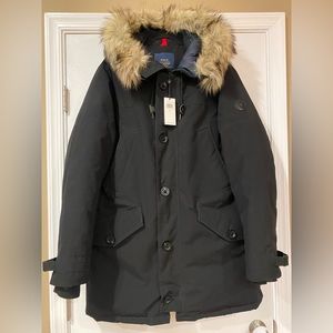 Polo Ralph Lauren Performance Black Faux Fur Trim Down Parka Large